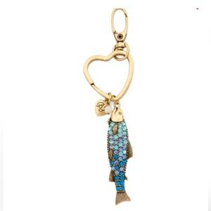 Betsey Johnson Crystal Sardine Fish Key Fob Bag Charm Blue OS